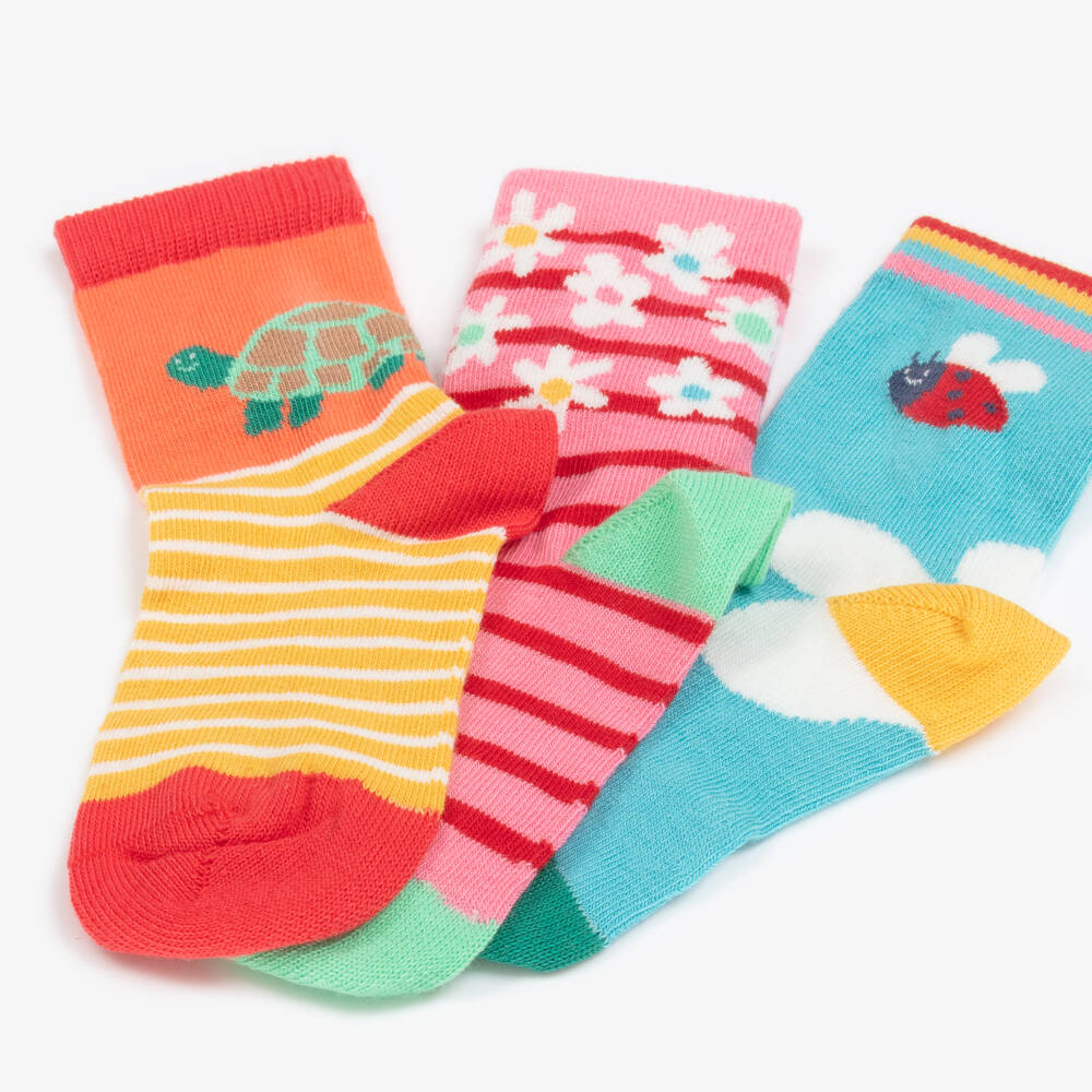 Frugi-Girls Tricolor Cotton Sock Trio | Childrensalon Outlet