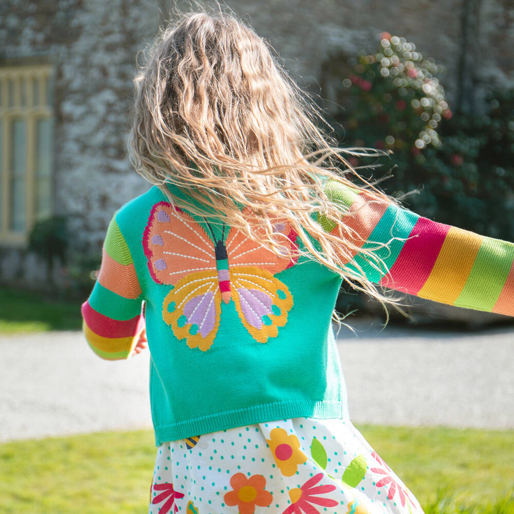 Frugi-Girls Turquoise Green Organic Cotton Cardigan | Childrensalon Outlet