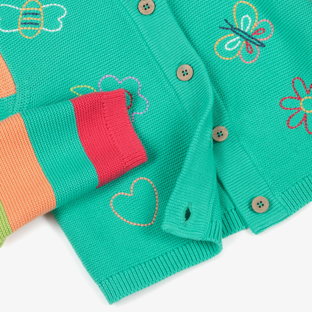 Frugi-Girls Turquoise Green Organic Cotton Cardigan | Childrensalon Outlet