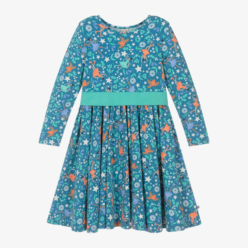 Frugi-Girls Turquoise Organic Cotton Dress | Childrensalon Outlet