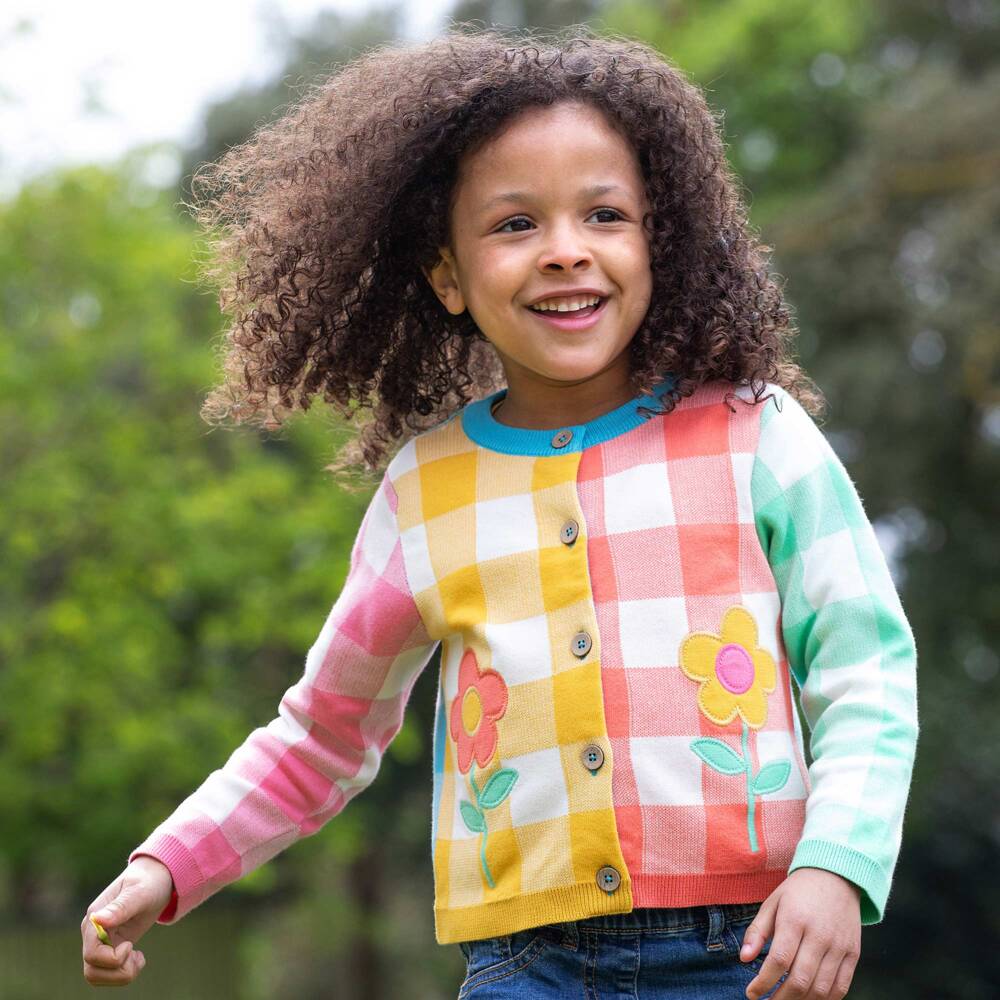 Frugi-Girls Vibrant Plaid Knitwear Delight | Childrensalon Outlet