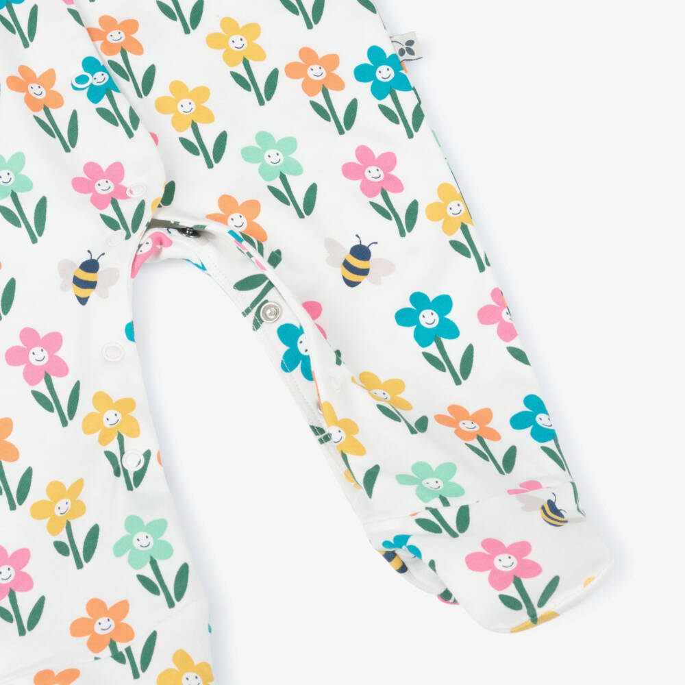 Frugi-Girls White Organic Cotton Floral Babygrow | Childrensalon Outlet