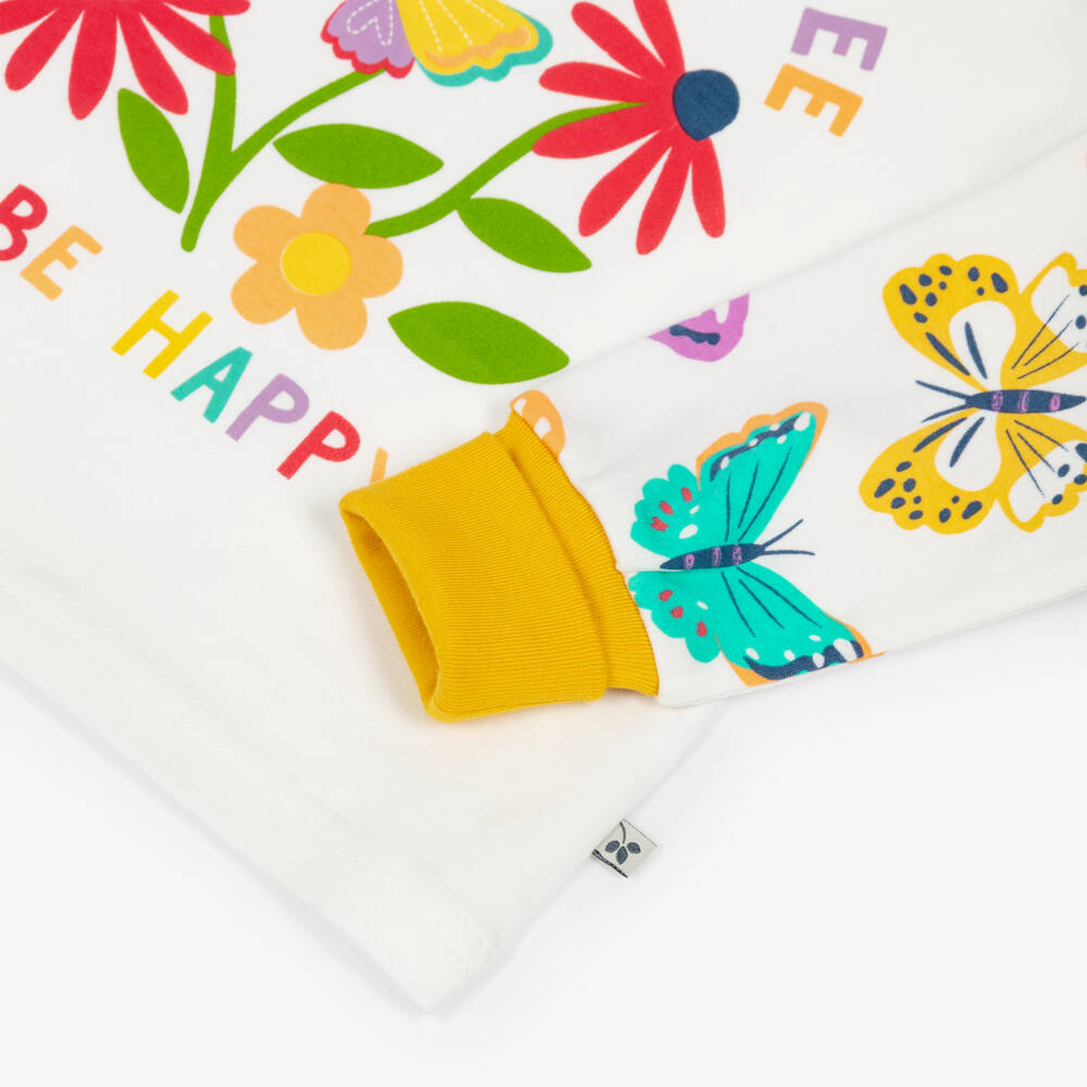 Frugi-Girls White & Yellow Cotton Butterfly Pyjamas | Childrensalon Outlet