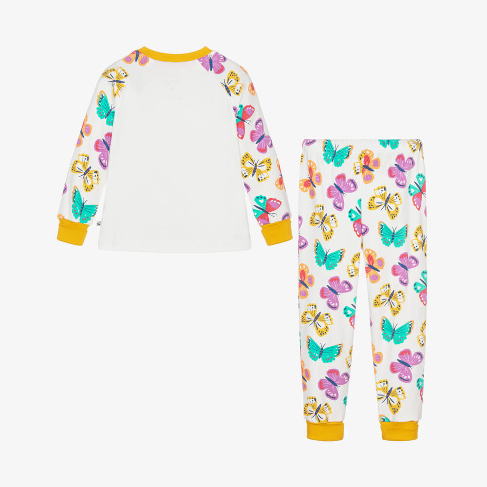Frugi-Girls White & Yellow Cotton Butterfly Pyjamas | Childrensalon Outlet