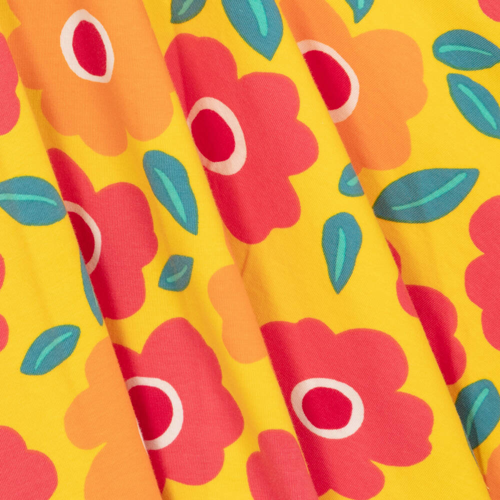 Frugi-Girls Yellow Floral Print Organic Cotton Jersey Dress | Childrensalon Outlet