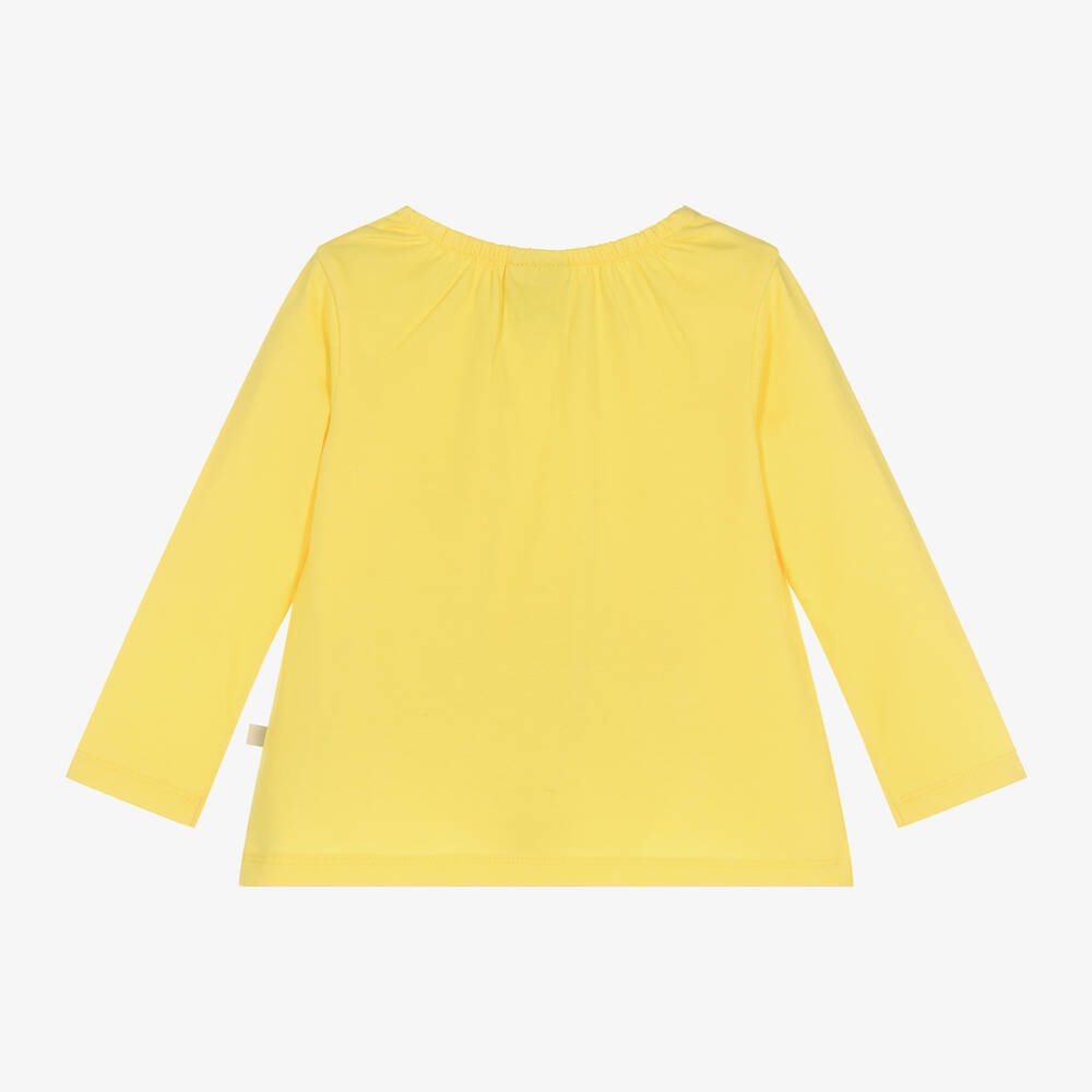 Frugi-Girls Yellow Organic Cotton Flower Top | Childrensalon Outlet