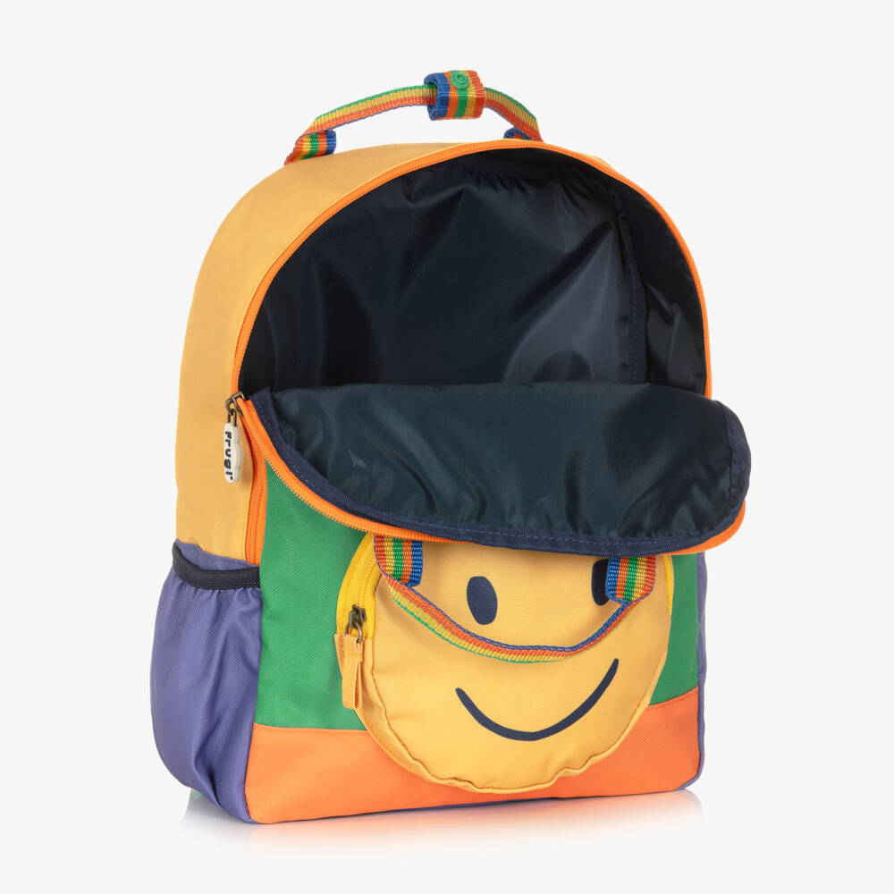 Frugi-Green Colourblock Happy Face Backpack (34cm) | Childrensalon Outlet