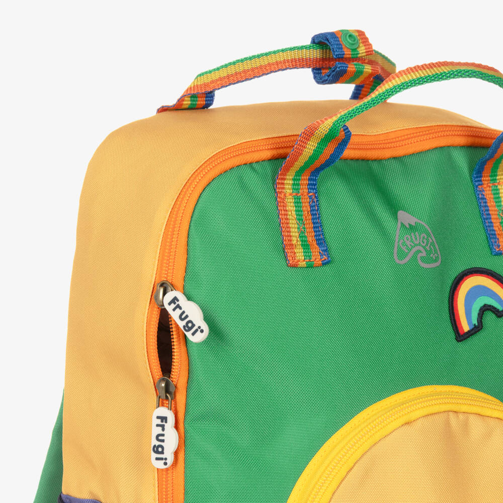 Frugi-Green Colourblock Happy Face Backpack (34cm) | Childrensalon Outlet