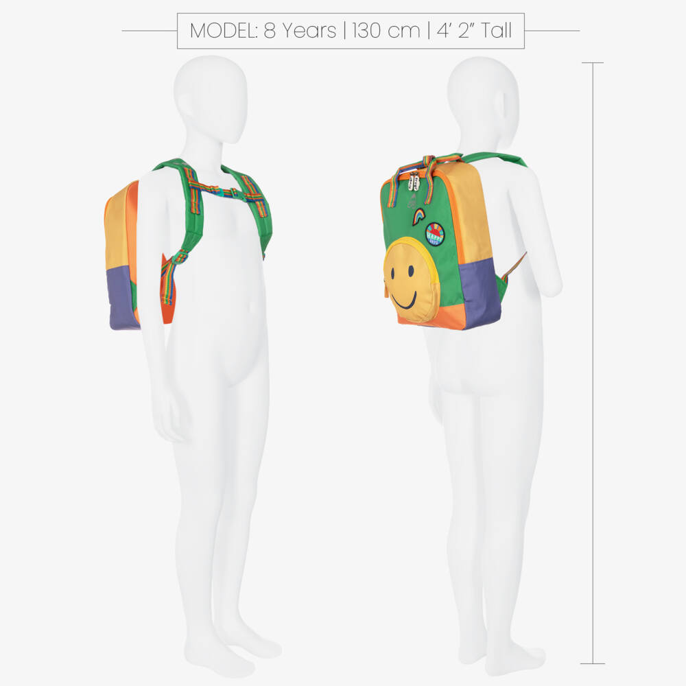 Frugi-Green Colourblock Happy Face Backpack (34cm) | Childrensalon Outlet