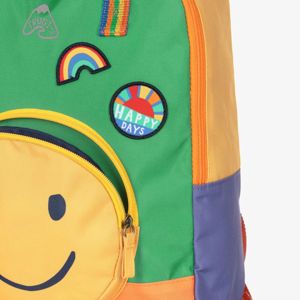 Frugi-Green Colourblock Happy Face Backpack (34cm) | Childrensalon Outlet