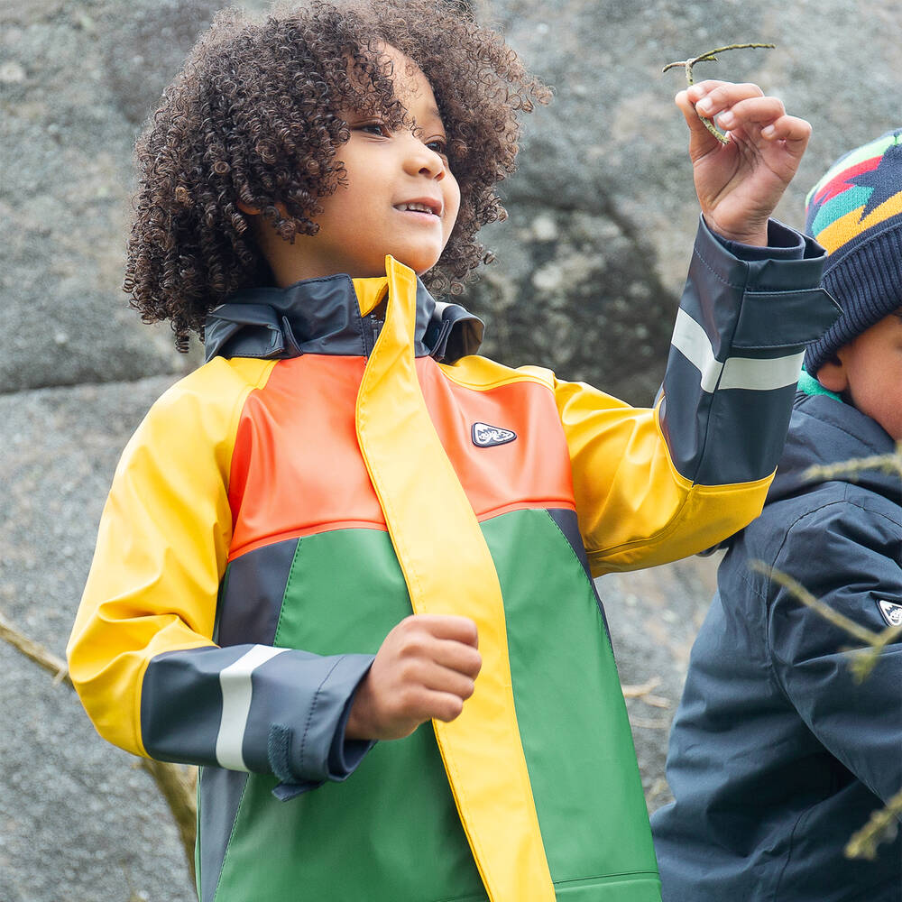 Frugi-Green Colourblock Raincoat | Childrensalon Outlet