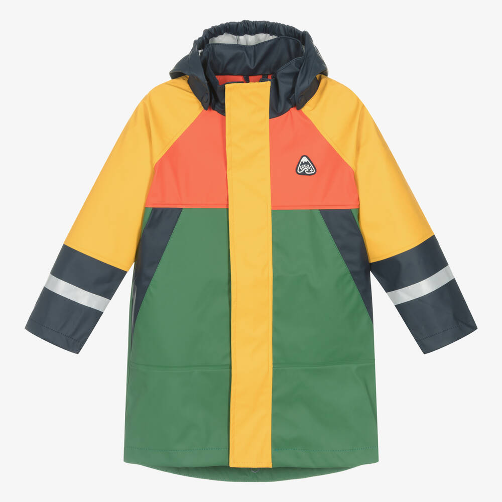 Frugi - Green Colourblock Raincoat | Childrensalon