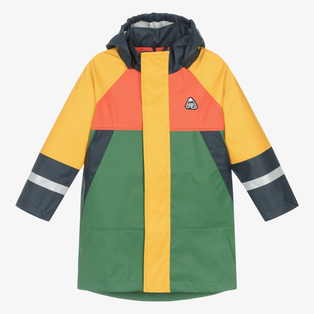 Frugi - Imperméable vert color block | Childrensalon