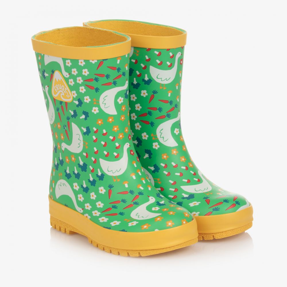 Frugi - Green Geese Rain Boots  | Childrensalon