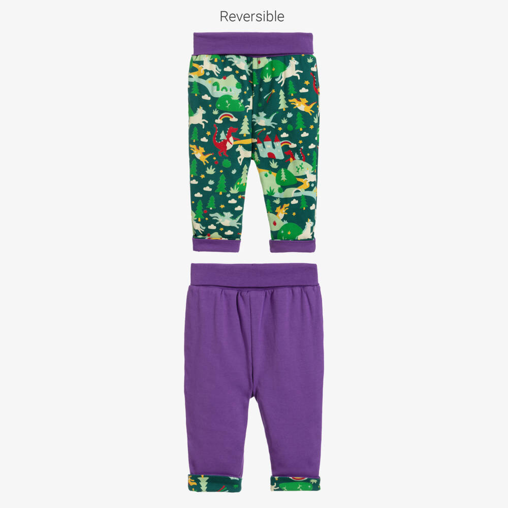 Frugi-بنطلون بوجهين قطن عضوي لون أخضر وبنفسجي | Childrensalon Outlet