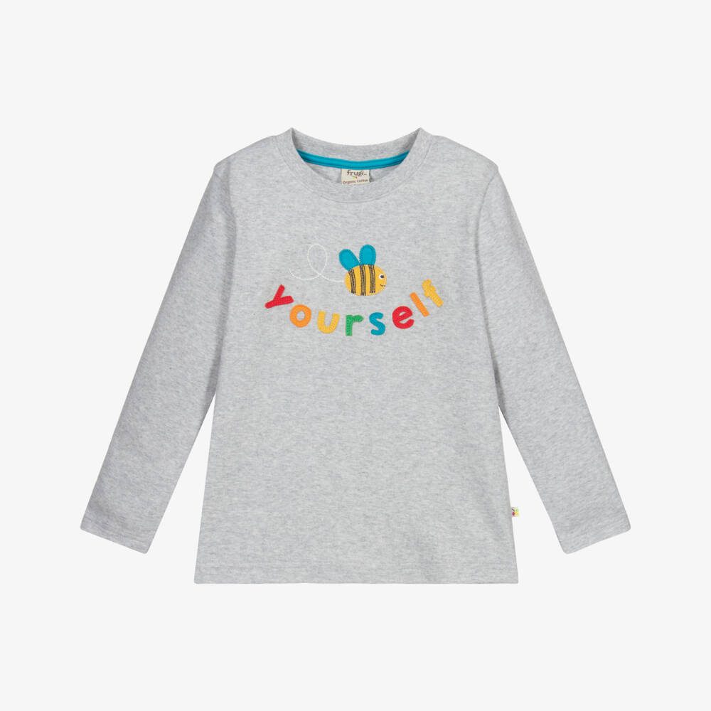 Frugi-Grey Organic Cotton Top | Childrensalon Outlet