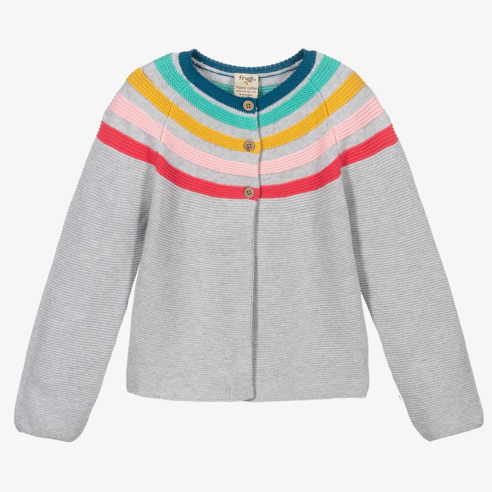 Frugi - Grey Rainbow Knitted Cardigan | Childrensalon