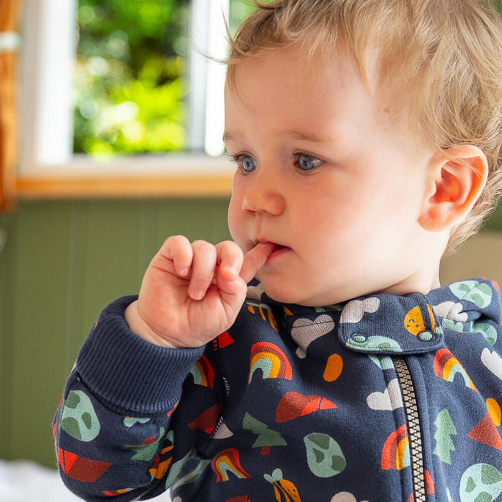 Frugi-Синий комбинезон из органического хлопка с радугами | Childrensalon Outlet