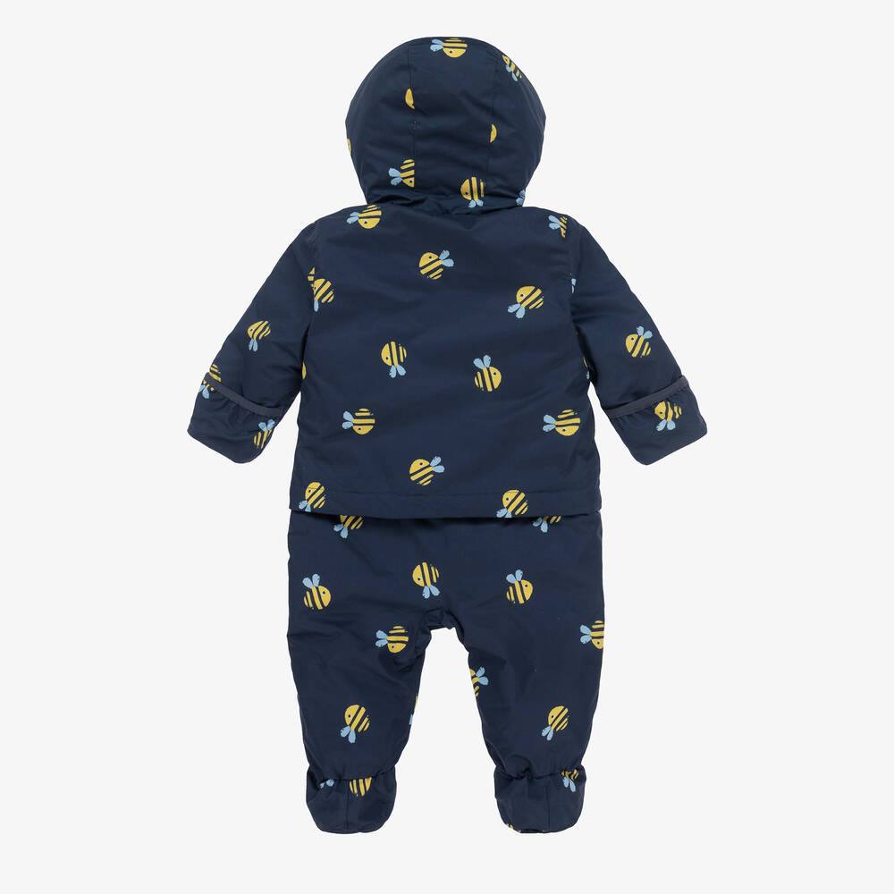 Frugi-Navy Blue & Yellow Bee 2-in-1 Pramsuit | Childrensalon Outlet