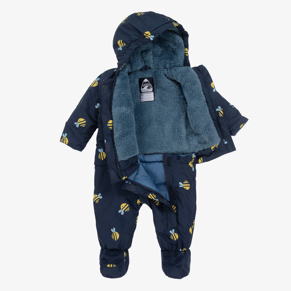 Frugi-Navy Blue & Yellow Bee 2-in-1 Pramsuit | Childrensalon Outlet