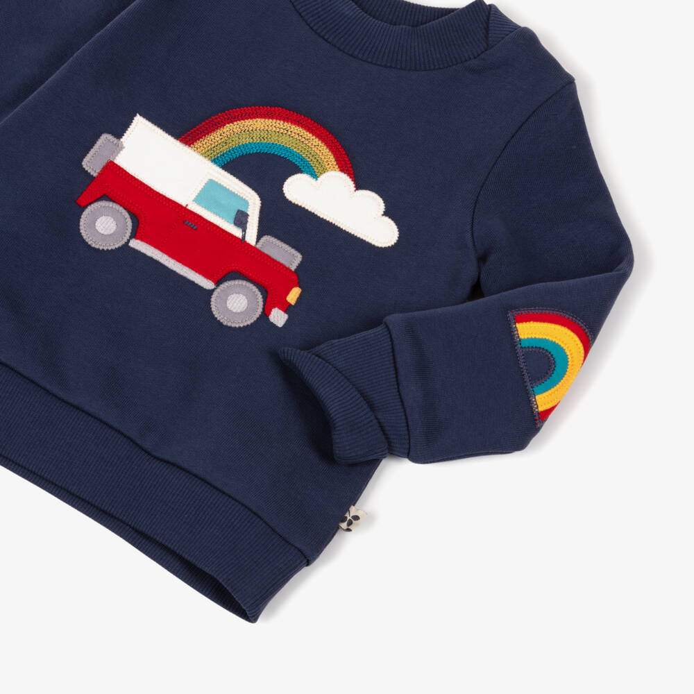 Frugi-Navy Jeep And Rainbow Sweatshirt | Childrensalon Outlet
