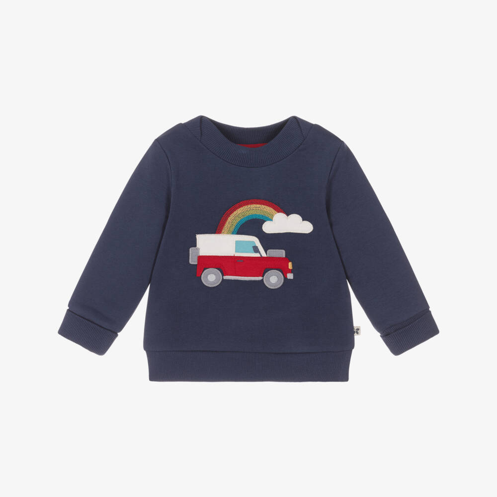 Frugi-Navy Jeep And Rainbow Sweatshirt | Childrensalon Outlet