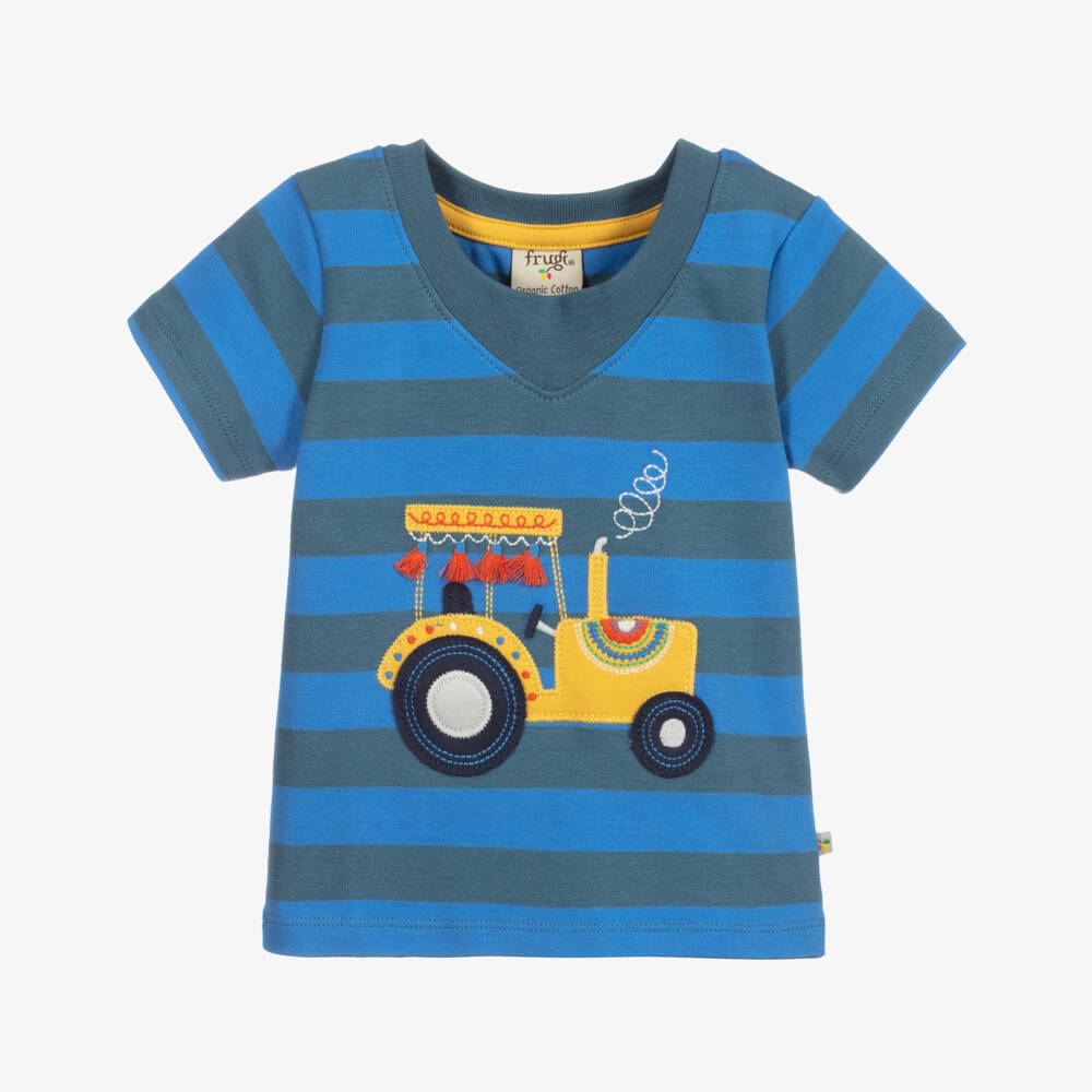 Frugi-Organic Cotton Blue T-Shirt | Childrensalon Outlet