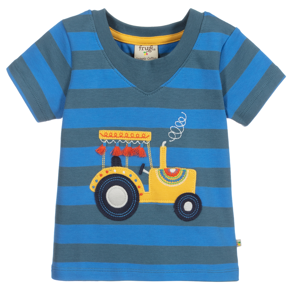 Frugi - Organic Cotton Blue T-Shirt | Childrensalon Outlet