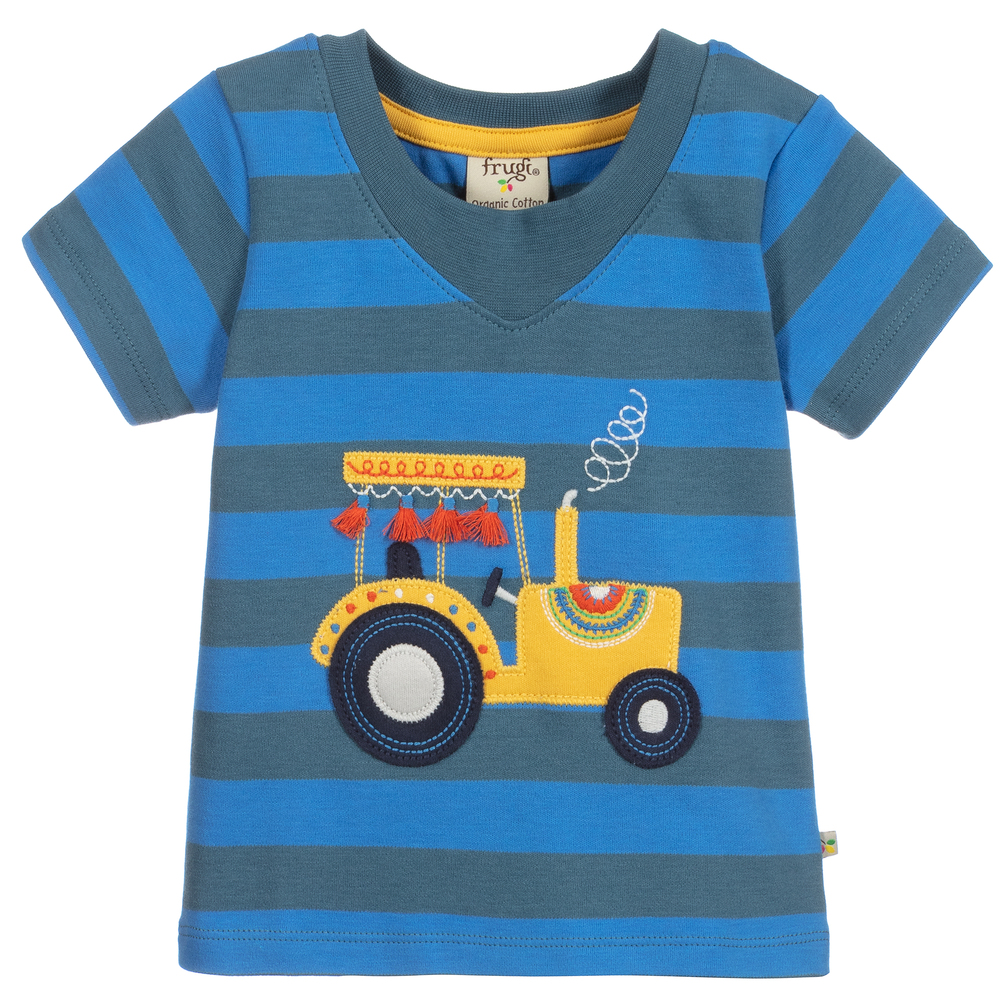 Frugi - Blaues T-Shirt aus Biobaumwolle | Childrensalon