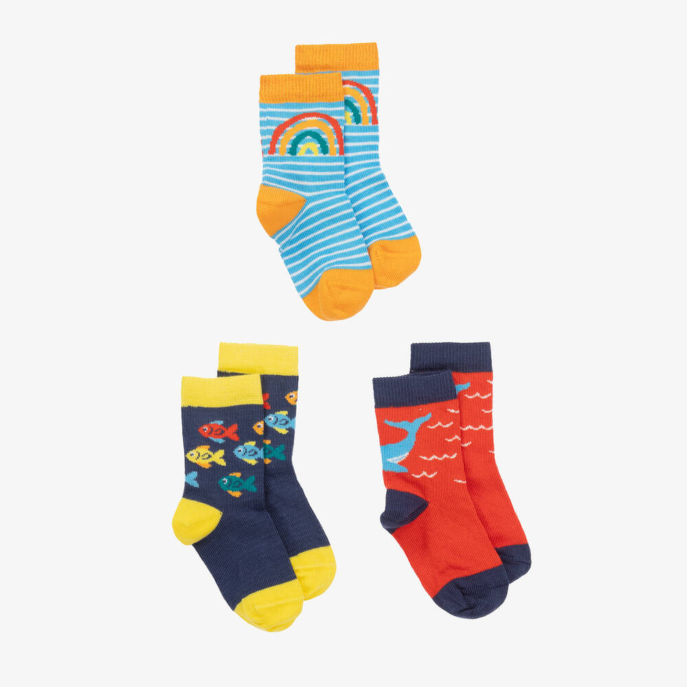 Frugi-Organic Cotton Fish Socks (3 Pack) | Childrensalon Outlet