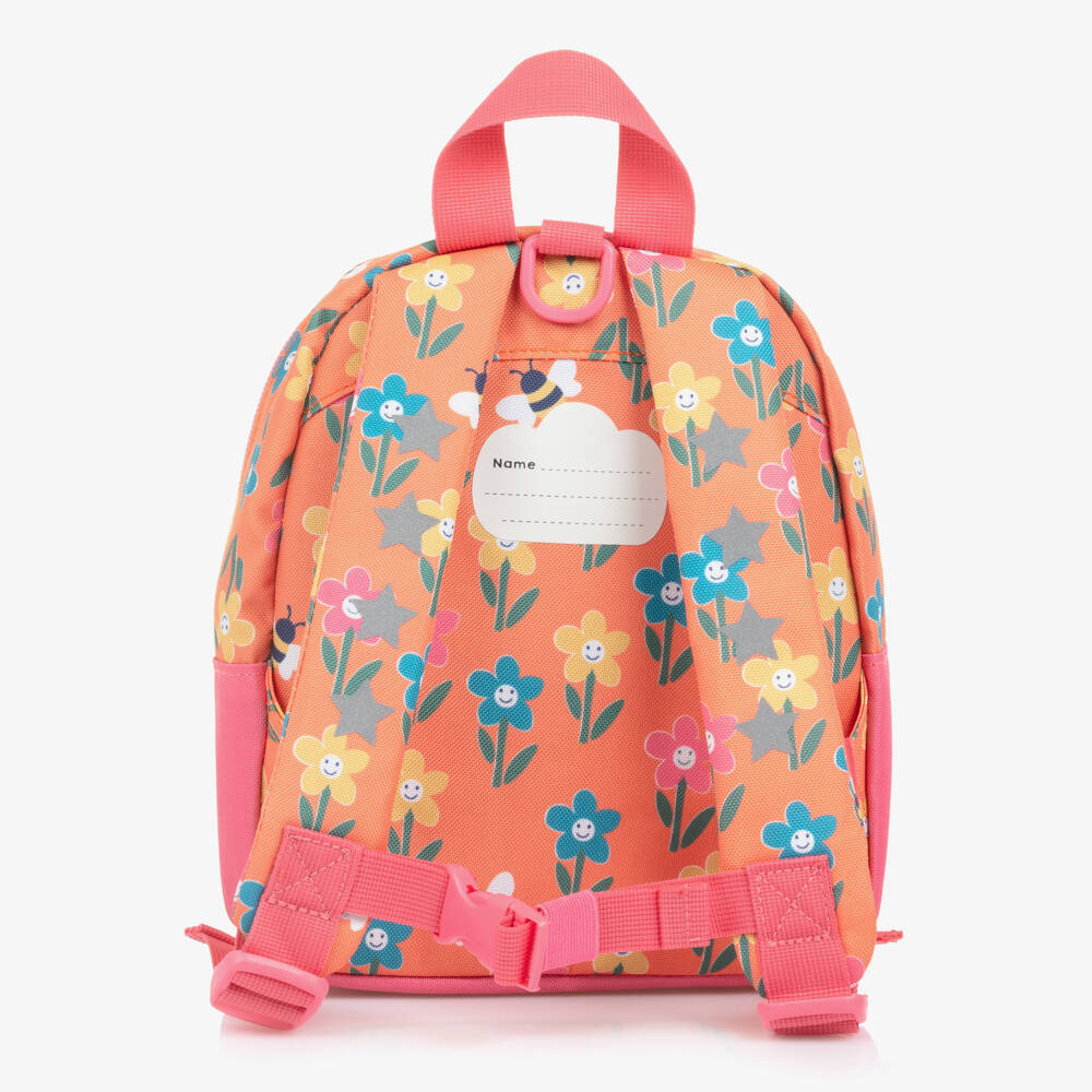 Frugi-Pink & Orange Smiling Flowers Backpack (24cm) | Childrensalon Outlet