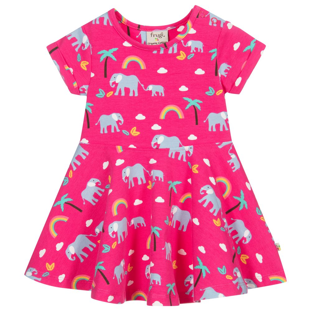 Frugi-Pink Organic Cotton Dress  | Childrensalon Outlet