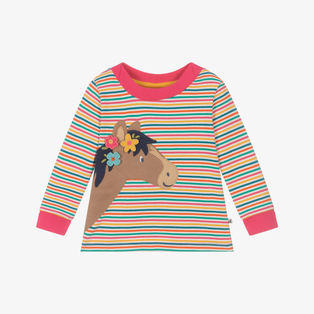 Frugi-Pink Stripe Ls Tshirt | Childrensalon Outlet