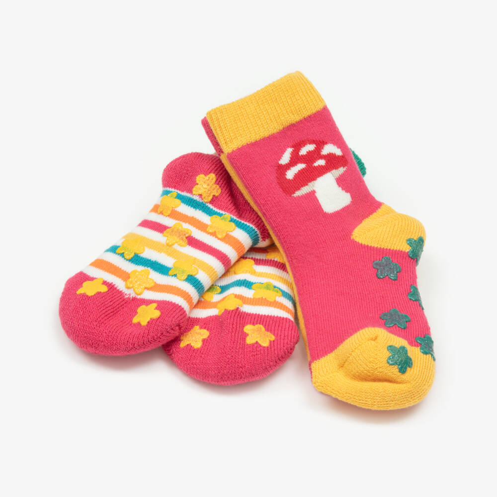 Frugi-Pink Woodland Grippy Socks | Childrensalon Outlet