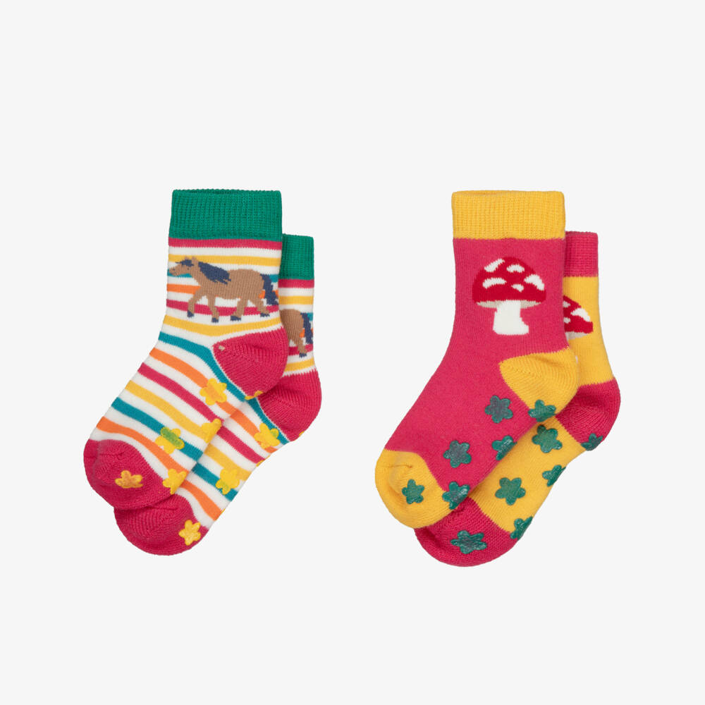 Frugi-Pink Woodland Grippy Socks | Childrensalon Outlet