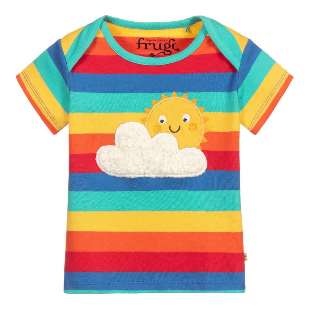 Frugi-Rainbow Stripe Cotton T-Shirt | Childrensalon Outlet