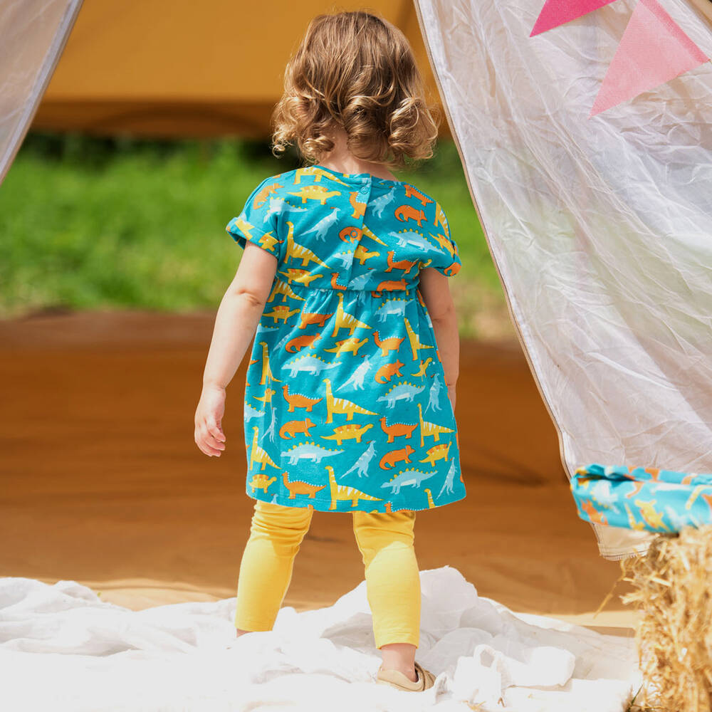 Frugi-Teal Blue Dress & Leggings Set | Childrensalon Outlet