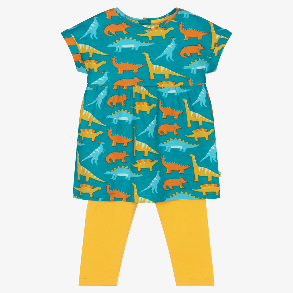 Frugi - Ens. legging/robe bleu canard | Childrensalon