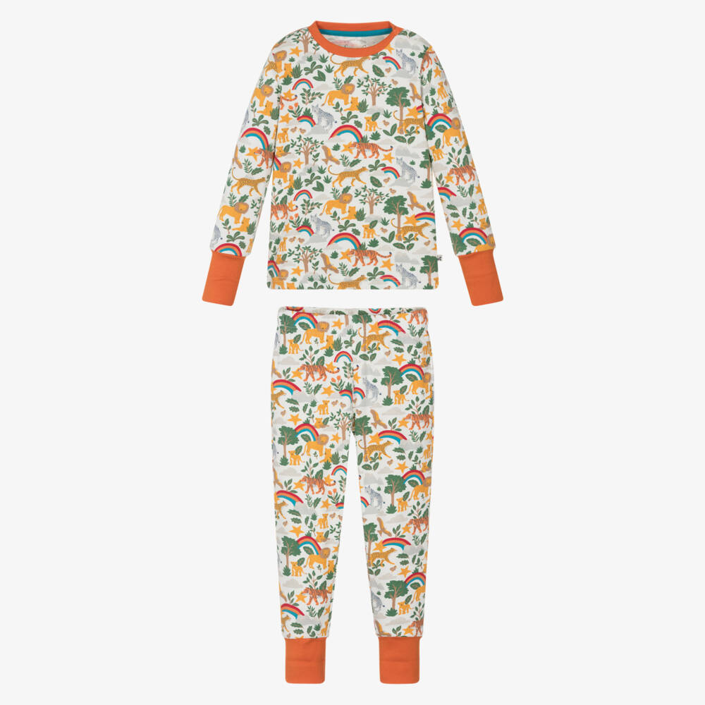 Frugi-White Jungle Print Pyjama | Childrensalon Outlet