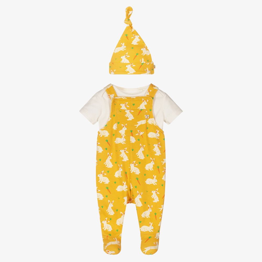 Frugi - Gelbes Baby-Geschenkset mit Hasen | Childrensalon