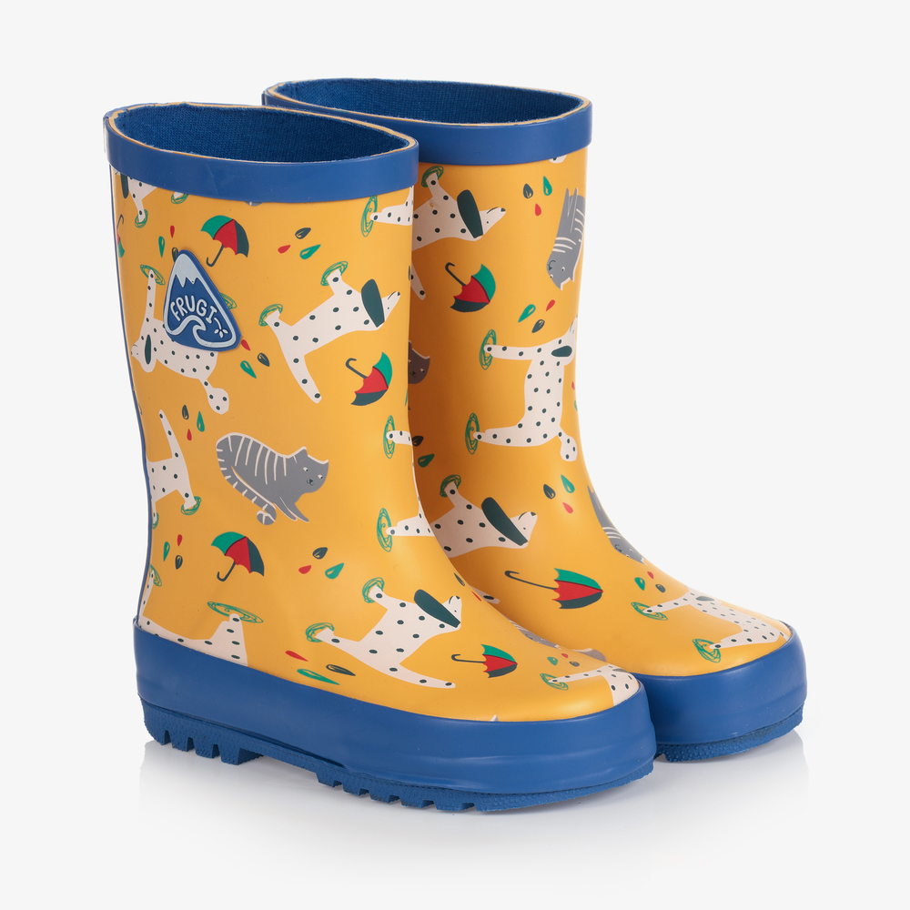 Frugi - Yellow Paws Rain Boots | Childrensalon