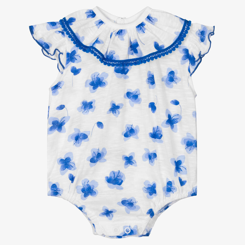 FS Baby - Baby Blue Floral Organic Cotton Shortie | Childrensalon