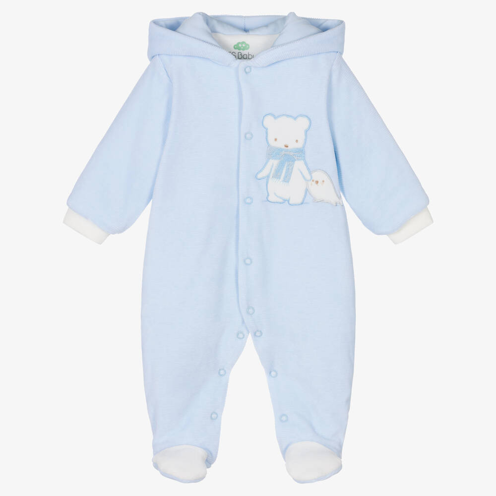 FS Baby - Baby Boys Blue Cotton Pramsuit | Childrensalon