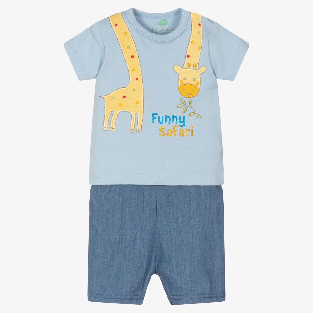 FS Baby-Baby Boys Blue Shorts Set | Childrensalon Outlet