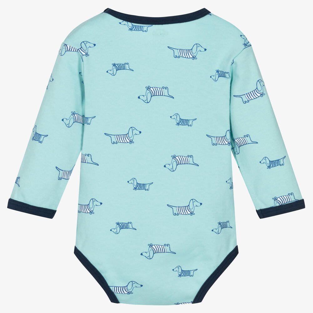 FS Baby-Baby Boys Green & Blue Cotton Bodyvest | Childrensalon Outlet