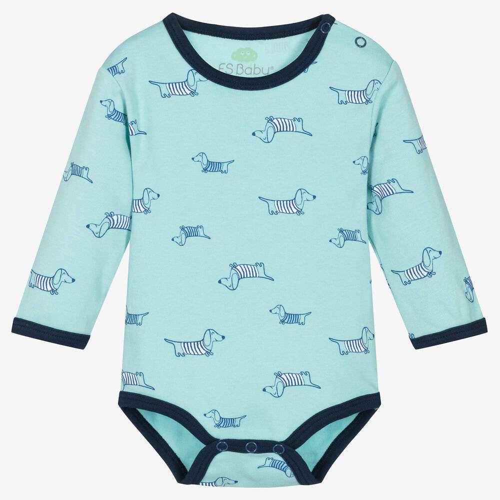 FS Baby-Baby Boys Green & Blue Cotton Bodyvest | Childrensalon Outlet