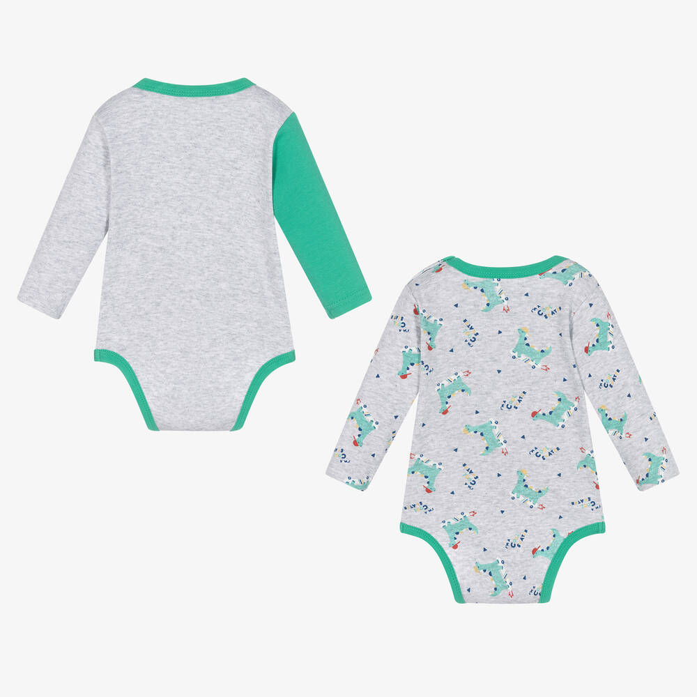 FS Baby-Baby Boys Grey & Green Bodyvest (2 Pack) | Childrensalon Outlet