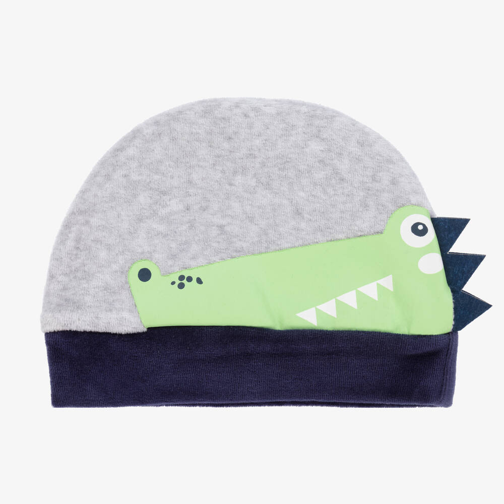 FS Baby - Baby Boys Grey Velour Crocodile Hat | Childrensalon