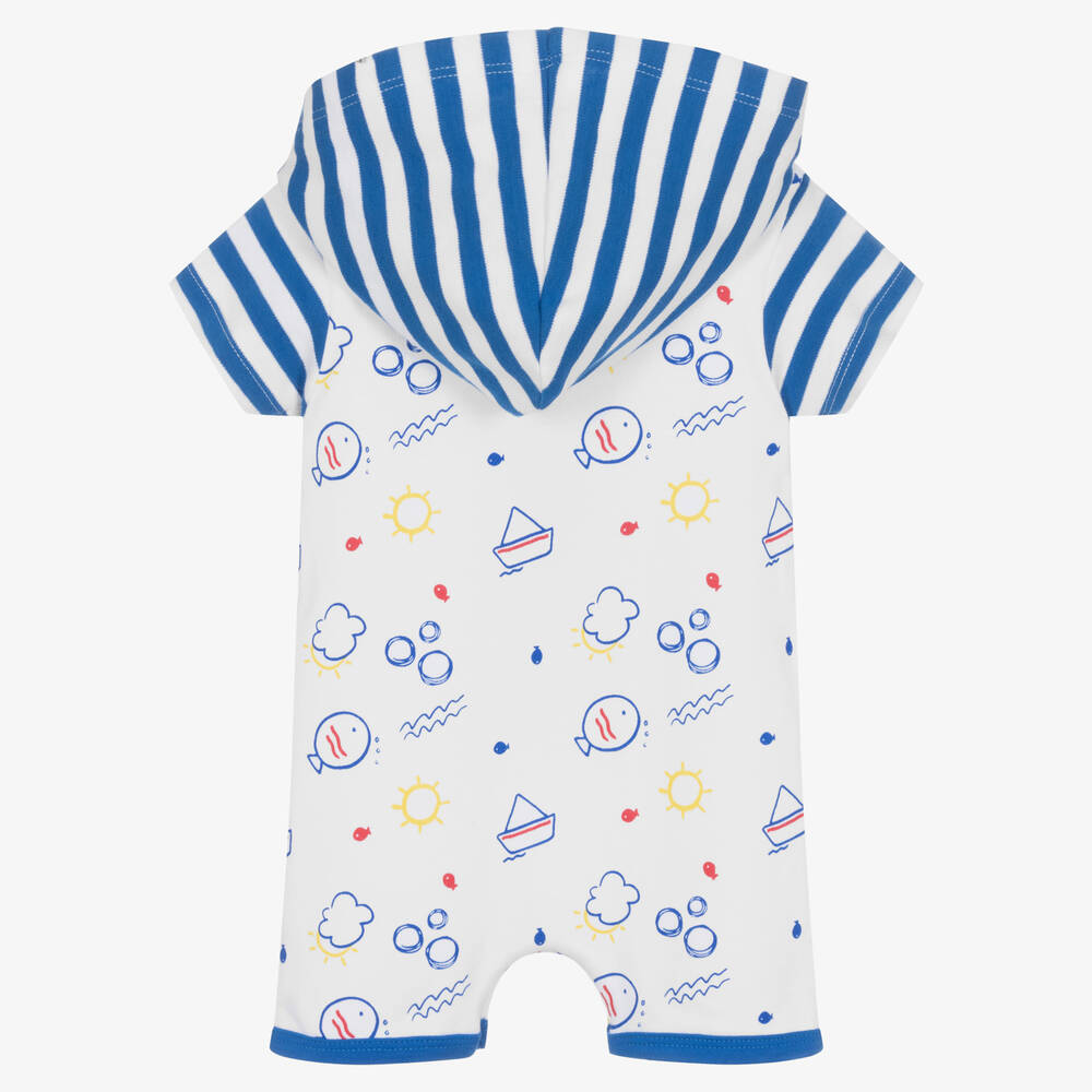 FS Baby-Baby Boys White & Blue Cotton Shortie | Childrensalon Outlet