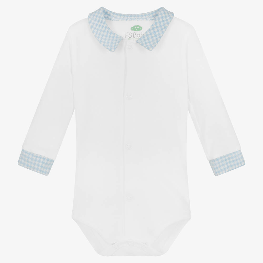 FS Baby - Baby Boys White Organic Cotton Bodysuit | Childrensalon